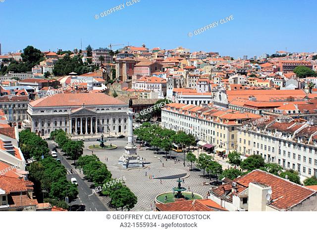 View over Rossio Square, Lisbon, Portugal