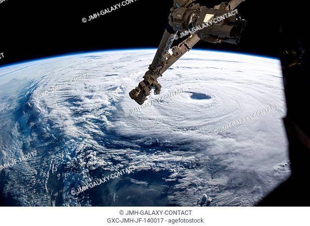 The International Space Station was just a couple of minutes away from passing directly over the eye of Typhoon Neoguri on July 7