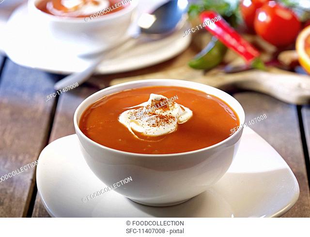 Spicy tomato soup with orange juice