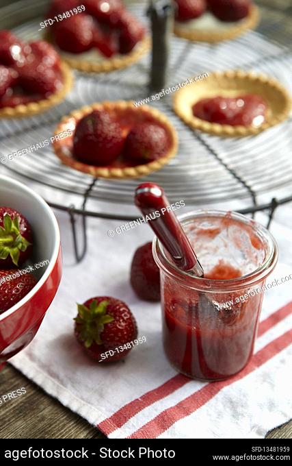 Rhubarb and strawberry jam
