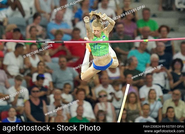 23 August 2023, Hungary, Budapest: Athletics: World Championships, Pole Vault, Final, Women, at the National Athletics Center