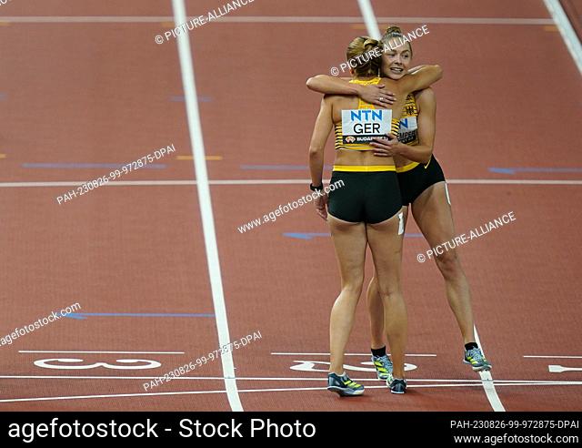 26 August 2023, Hungary, Budapest: Athletics: World Championships, 4x100 m, final, women, at the National Athletics Center