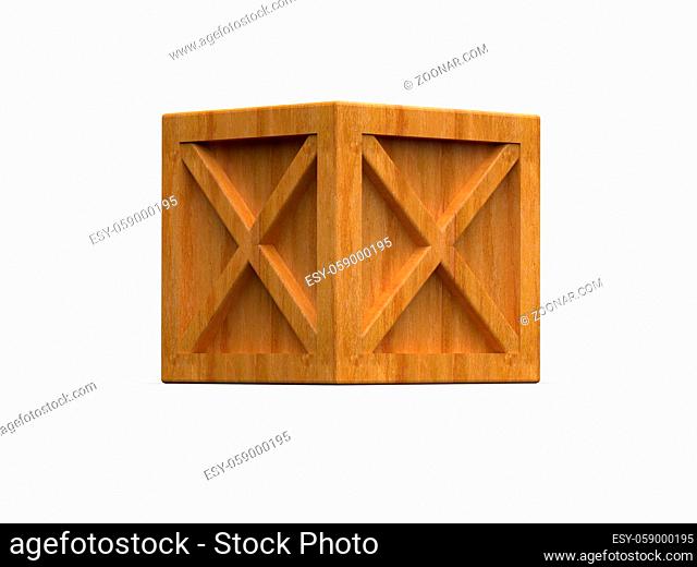 Shipment Sealed Goods Wooden Box isolated on White Background,  Pallet Cargo Case Industrial Crate or Container Box for Storage