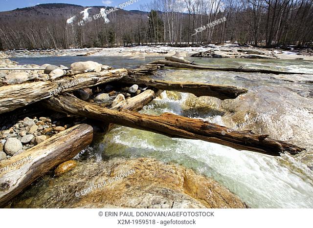 East Branch of the Pemigewasset River during the spring months in Lincoln, New Hampshire USA