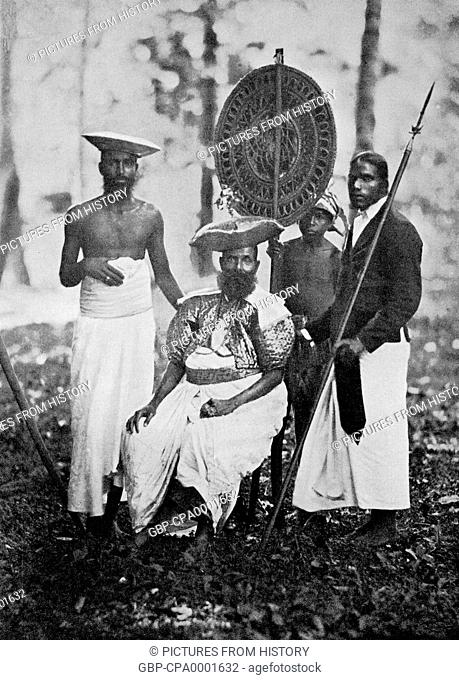 Sri Lanka: A Kandyan chief with his retainers. Photography by Ernst Haeckel, early 20th century