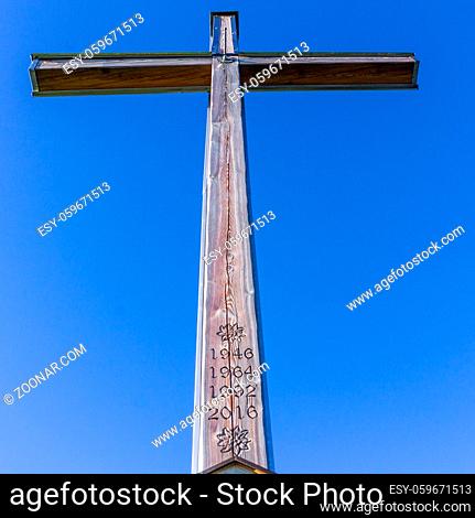 Summit Cross and Peak Area of a Mountain in the Bavarian Alps, Eastern Alps, Upper Bavaria, Germany, Europe