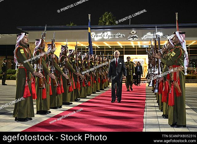AMMAN 20221117 Farewell ceremony for Sweden's King Carl Gustaf and Queen Silvia at Marka airport in Amman after the royal couple's three-day state visit to...
