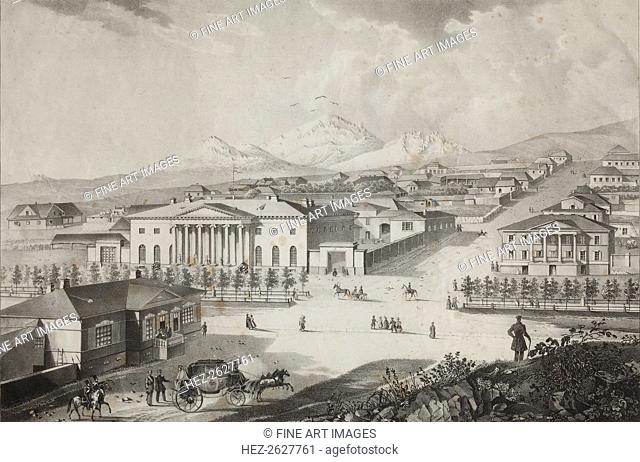 View of the hotel and the center of Pyatigorsk, Mid of the 19th century. Artist: Beggrov, Karl Petrovich (1799-1875)