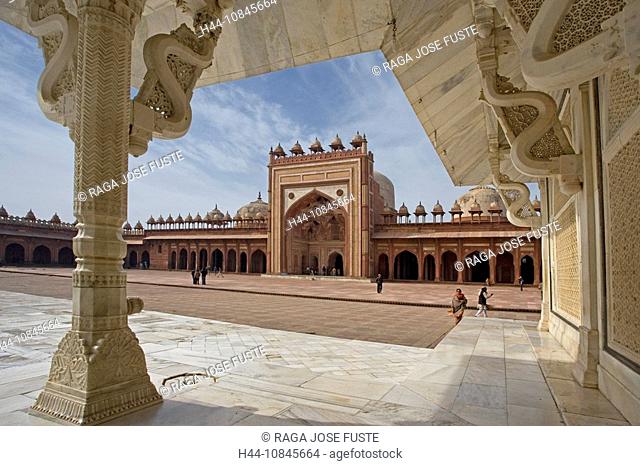 India, Uttar Pradesh, Fatehpur city, UNESCO, World heritage site, Jama Masjid Mosque, Shaikh Salim Tomb, Asia, travel