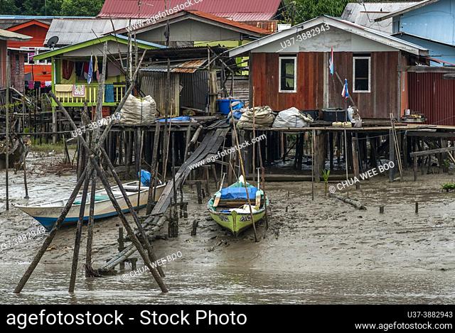 Malay houses at Bako Fishing Village, Kuching, Sarawak, Borneo, East Malaysia.