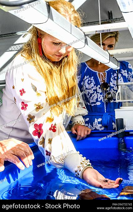 Queen Maxima and Princess Amalia of The Netherlands at the RAAK PRO Diadema project in Fort Bay, on February 09, 2023, the project aims to restore the...