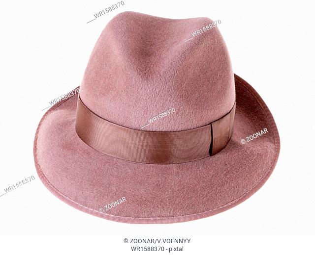 brown felt man's hat fedora isolated on white