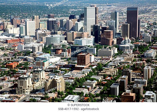 Aerial of the Golden Triangle district near downtown Denver