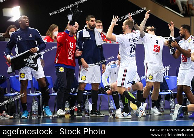 14 January 2023, Poland, Kattowitz: Handball: World Cup, France - Saudi Arabia, preliminary round, Group B, 2nd match day at Spodek Katowice