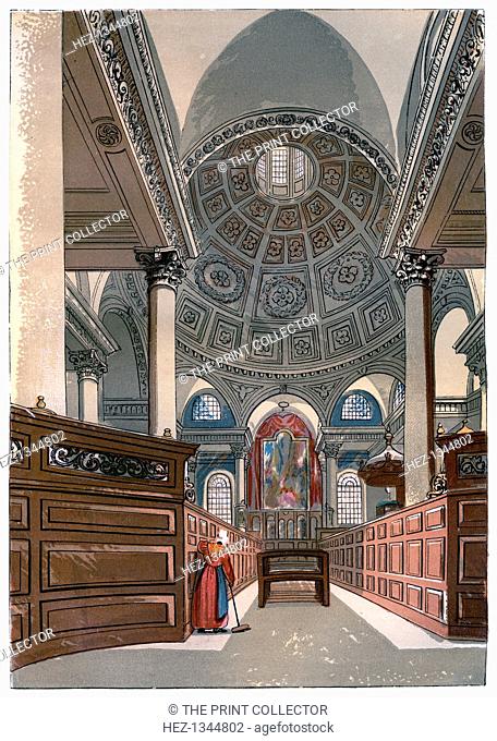 St Stephen's, Walbrook, c1850. The small church in the Church of England's City of London Diocese was built by Sir Christopher Wren in 1672-1680