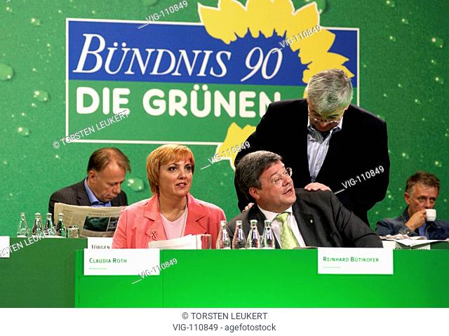 Conference of Buendnis 90/The Greens: Claudia ROTH, federal party chairwoman, Reinhard BUETIKOFER, federal chairman and Joschka FISCHER