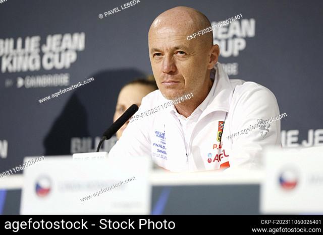Czech tennis coach Petr Pala speaks during the press conference of Czech team prior to women's Billie Jean King Cup 2023 matches in Sevilla, Spain, November 6