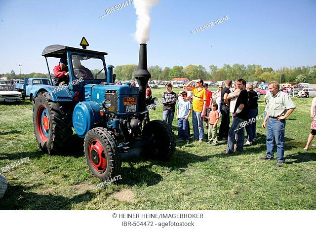Old tractor, market for parts of the car and vintage car meeting, Muehldorf am Inn, Upper Bavaria, Bavaria, Germany