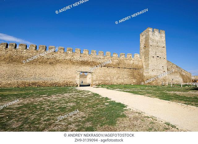 Unassailable defensive walls and tower of Fortress Akkerman (White Rock fortress). Belgorod-Dnestrovskiy, Odessa Oblast, Ukraine