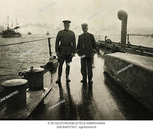 General John Pershing (1860-1948), Commander-in-Chief of the American Expeditionary Forces, and Vice-admiral Albert Gleaves (1858-1937) on a warship