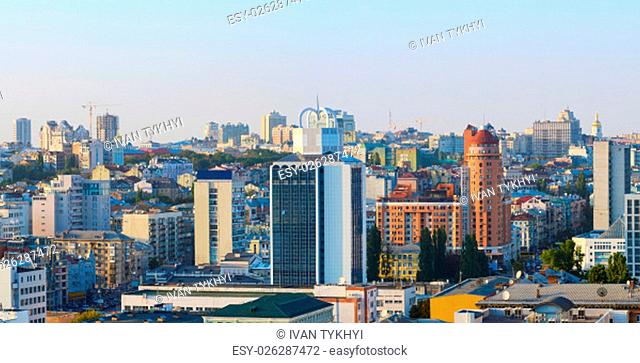 Panoramic aerial view of central district of Kiev. Ukraine