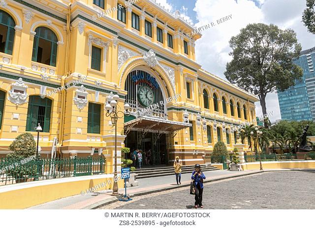 General Post Office Building from the French Indochina Era, now a popular tourist attraction in Saigon, Vietnam