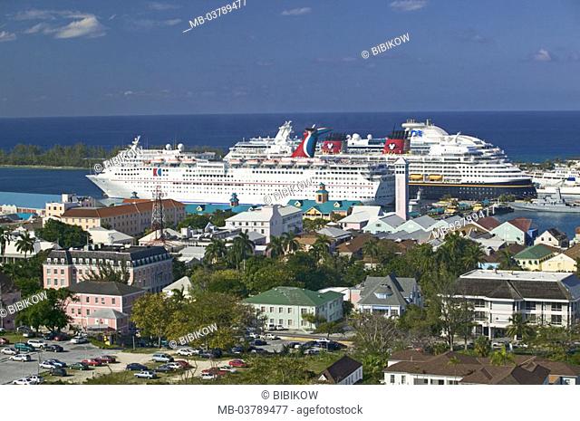Bahamas, Nassau, harbor, cruise ship, panorama