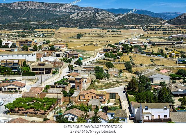 High view of Cubells town, Lerida province, Catalonia, Spain