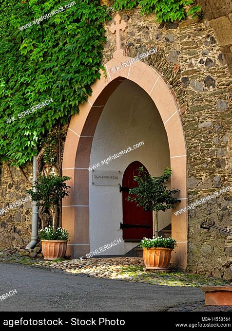 Europe, Germany, Hesse, Hessen-Nassau, Taunus, Taunus Nature Park, City of Braunfels, Braunfels Castle, portal of the castle church