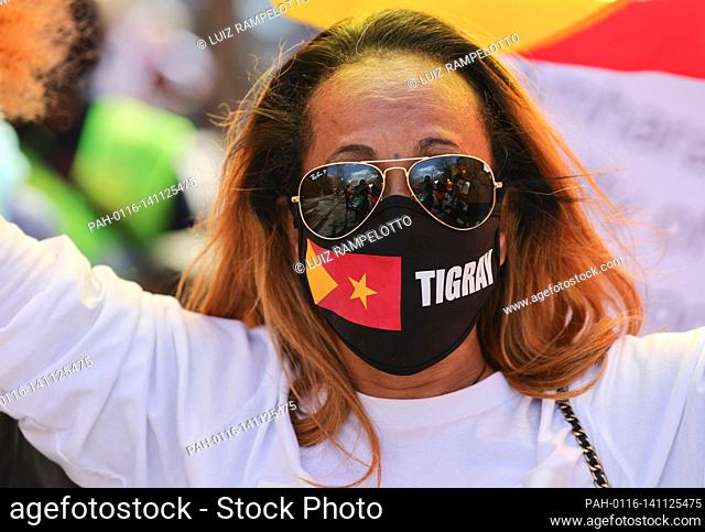 Six Avenue, New York, USA, March 26, 2021 - Anger and grief as thousands of members of the Tigray community marches against Ethiopian genocide in the streets of...