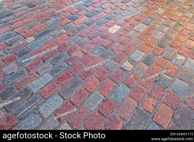 Road completely made of old paving stones