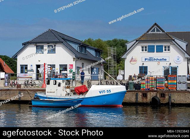 Germany, Mecklenburg-Western Pomerania, Hiddensee, fishing boats in the port of Vitte, Hiddensee island