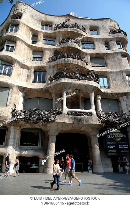 Facade of the Casa Mila La Pedrera, Barcelona, Catalonia, Spain, Europe