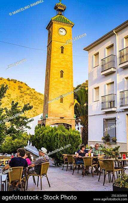 View from La Plaza. Clock Tower, it was part of the old food market. It dates from the Second Republic and consists of a brick tower crowned with green tiles