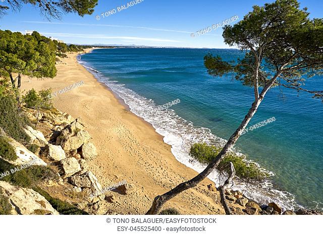 Cala Les Vienesos beach playa in Miami-Platja of Tarragona at Costa Dorada of Catalonia