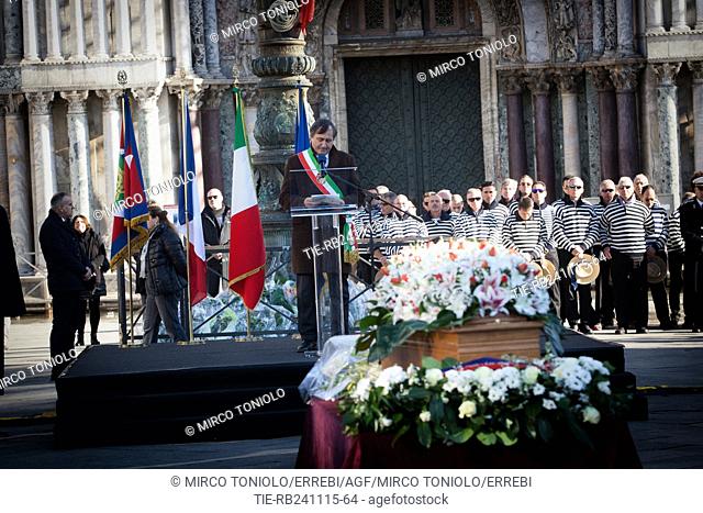 Ufficial funeral in San Marco Square for Valeria Solesin, the young student killed in the attack at the Bataclan in Paris. The Mayor Luigi Brugnaro