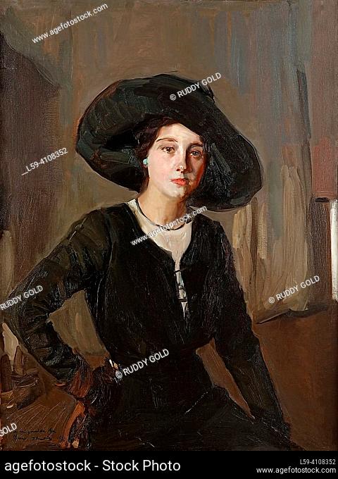 """Helena con sombrero negro"" #ColecciónParticular fue pintado en 1910 y nos presenta a la hija del pintor con quince años