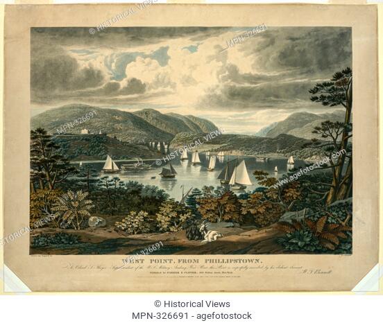 West Point, from Phillipstown. Bennett, W. J. (William James) (1787-1844) (Artist) Thayer, Sylvanus (1785-1872) (Dedicatee) Parker & Clover (Publisher) Bennett