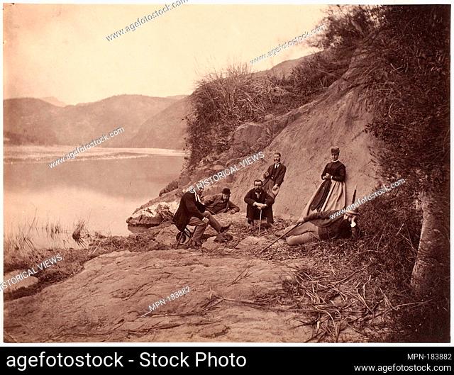 [Group of People Posing near River]. Artist: Lai Fong (Chinese, 1839-1890); Date: ca. 1869; Medium: Albumen silver print from glass negative; Dimensions: Image:...