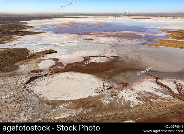 Loving, New Mexico - Salt Lake. United Salt Corporation harvests salt from 2000-acre salt lake bed