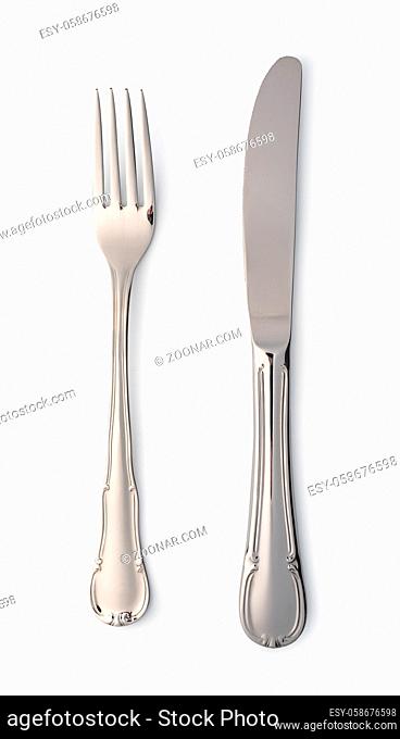Cutlery set with Fork and Knife isolated on white background