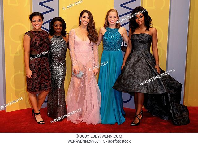 The 50th Annual CMA Awards Arrivals at Music City Center in Nashville Featuring: Laurie Hermandez, Simone Biles, Aly Raisman, Madison Kocian