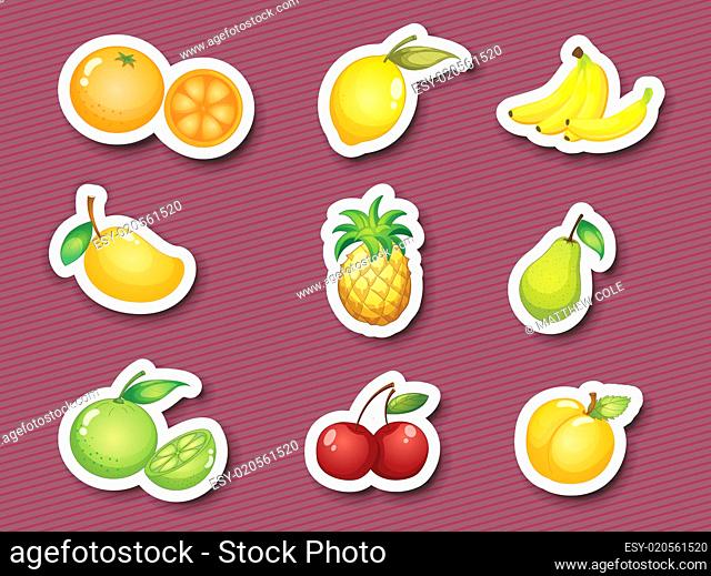 Sticker series of fruits