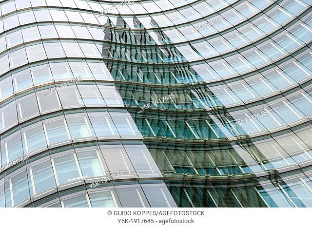 Utrecht, Netherlands. The glass, curved facade of the corporate headquarters of Rabobank, one of the largest banks in the Netherlands