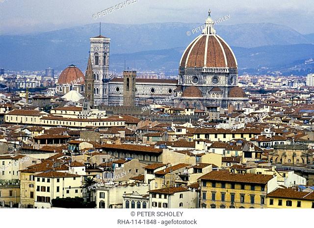 Cathedral and campanile, San Lorenzo, La Badia, Bargello Palace and museum, Florence, Tuscany, Italy, Europe