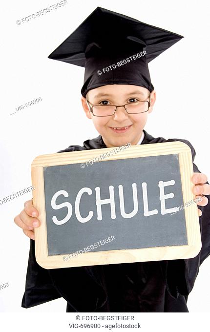 symbolic for school, little degree holder with blackboard. - 07/03/2008