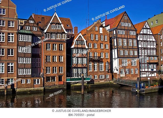 Historic timber-framed houses in Hamburg, Deichstrasse, Nikolaifleet, Altstadt district, Hamburg, Germany, Europe
