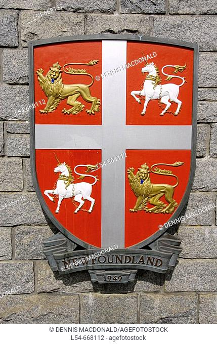 Newfoundland Coat of Arms in Confederation Garden Court Provincial and Territorial Victoria British Columbia BC Canada province territory monument commemorate...