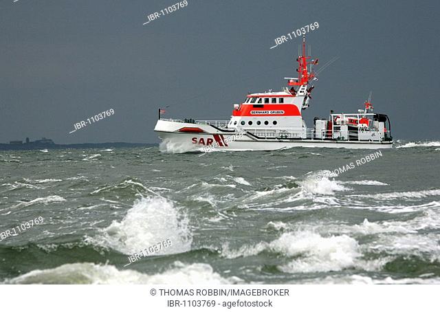 Maritime emergency rescue cruiser in the North Sea near Norderney, Lower Saxony, Germany, Europe