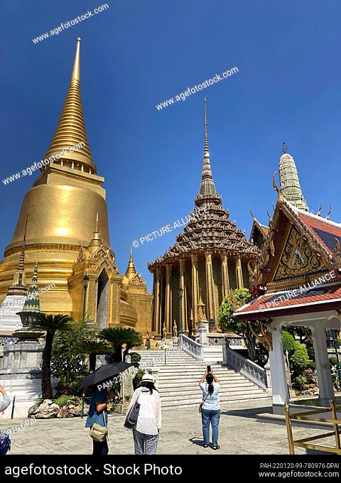 10 January 2022, Thailand, Bangkok: The Grand Palace in Bangkok, one of the main sights of the Thai capital. Currently, the magnificent grounds are almost...